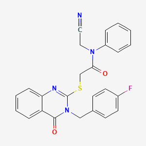 molecular formula C25H19FN4O2S B15282055 N-(Cyanomethyl)-2-((3-(4-fluorobenzyl)-4-oxo-3,4-dihydroquinazolin-2-yl)thio)-N-phenylacetamide 