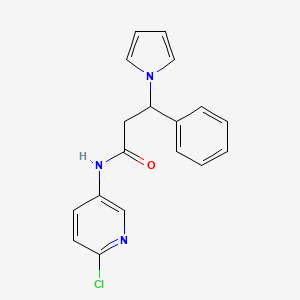 molecular formula C18H16ClN3O B15282063 N-(6-chloropyridin-3-yl)-3-phenyl-3-(1H-pyrrol-1-yl)propanamide 