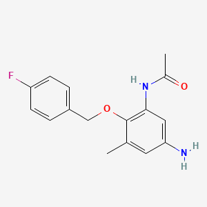 molecular formula C16H17FN2O2 B15282119 N-{5-amino-2-[(4-fluorobenzyl)oxy]-3-methylphenyl}acetamide CAS No. 2096986-19-3