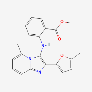 molecular formula C21H19N3O3 B15282146 Methyl 2-{[5-methyl-2-(5-methyl-2-furyl)imidazo[1,2-a]pyridin-3-yl]amino}benzoate 