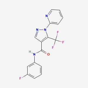 molecular formula C16H10F4N4O B15282152 N-(3-fluorophenyl)-1-(2-pyridinyl)-5-(trifluoromethyl)-1H-pyrazole-4-carboxamide 