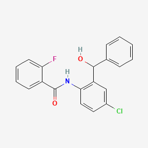 molecular formula C20H15ClFNO2 B15282153 N-{4-chloro-2-[hydroxy(phenyl)methyl]phenyl}-2-fluorobenzamide 
