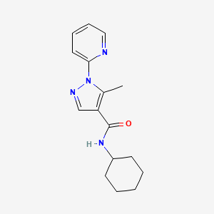 molecular formula C16H20N4O B15282238 N-cyclohexyl-5-methyl-1-(2-pyridinyl)-1H-pyrazole-4-carboxamide 