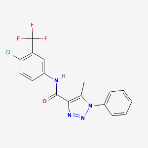 molecular formula C17H12ClF3N4O B15282382 N-[4-chloro-3-(trifluoromethyl)phenyl]-5-methyl-1-phenyl-1H-1,2,3-triazole-4-carboxamide 