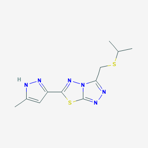 molecular formula C11H14N6S2 B15282384 isopropyl [6-(5-methyl-1H-pyrazol-3-yl)[1,2,4]triazolo[3,4-b][1,3,4]thiadiazol-3-yl]methyl sulfide 