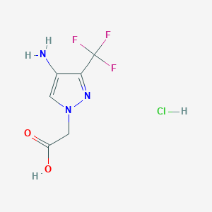 molecular formula C6H7ClF3N3O2 B1528254 2-(4-Amino-3-(trifluoromethyl)-1H-pyrazol-1-yl)acetic acid hydrochloride CAS No. 1442093-18-6
