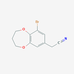 molecular formula C11H10BrNO2 B1528261 2-(9-bromo-3,4-dihydro-2H-1,5-benzodioxepin-7-yl)acetonitrile CAS No. 1785410-02-7