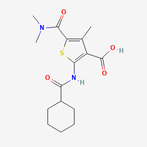 molecular formula C16H22N2O4S B15282646 2-[(Cyclohexylcarbonyl)amino]-5-[(dimethylamino)carbonyl]-4-methyl-3-thiophenecarboxylic acid 