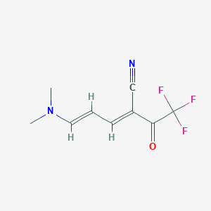 molecular formula C9H9F3N2O B1528265 5-(Dimethylamino)-2-(2,2,2-trifluoroacetyl)penta-2,4-dienenitrile CAS No. 1022901-66-1