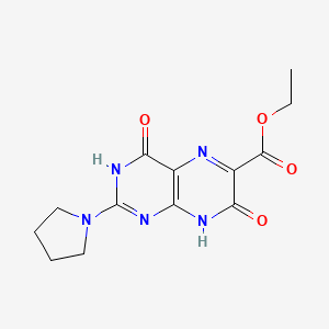 molecular formula C13H15N5O4 B15282660 Ethyl 4,7-dioxo-2-(1-pyrrolidinyl)-3,4,7,8-tetrahydro-6-pteridinecarboxylate 