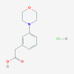 molecular formula C12H16ClNO3 B1528284 2-[3-(Morpholin-4-yl)phenyl]acetic acid hydrochloride CAS No. 1607326-61-3
