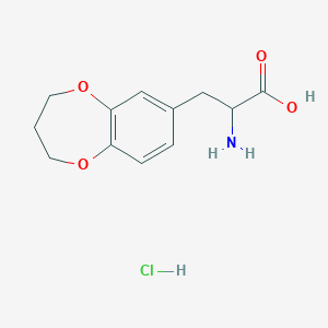 molecular formula C12H16ClNO4 B1528286 2-amino-3-(3,4-dihydro-2H-1,5-benzodioxepin-7-yl)propanoic acid hydrochloride CAS No. 1786258-01-2