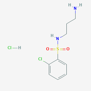 molecular formula C9H14Cl2N2O2S B1528291 N-(3-aminopropyl)-2-chlorobenzene-1-sulfonamide hydrochloride CAS No. 1803611-62-2
