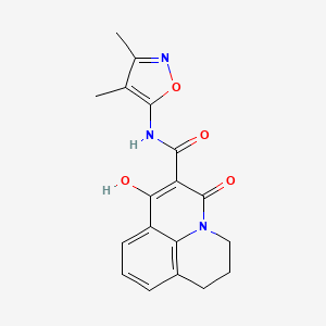 molecular formula C18H17N3O4 B15282930 N-(3,4-dimethyl-5-isoxazolyl)-7-hydroxy-5-oxo-2,3-dihydro-1H,5H-pyrido[3,2,1-ij]quinoline-6-carboxamide 