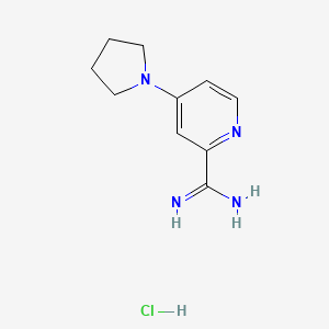 molecular formula C10H15ClN4 B1528295 4-(Pyrrolidin-1-yl)pyridine-2-carboximidamide hydrochloride CAS No. 1796954-10-3