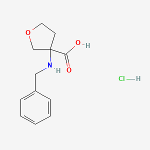 molecular formula C12H16ClNO3 B1528313 3-(Benzylamino)oxolane-3-carboxylic acid hydrochloride CAS No. 1803583-24-5