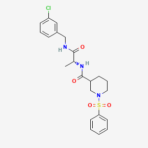 molecular formula C22H26ClN3O4S B15283344 N-{2-[(3-chlorobenzyl)amino]-1-methyl-2-oxoethyl}-1-(phenylsulfonyl)-3-piperidinecarboxamide 