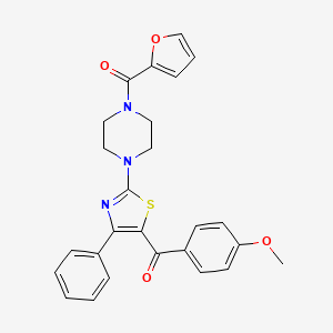 molecular formula C26H23N3O4S B15283346 {2-[4-(2-Furoyl)-1-piperazinyl]-4-phenyl-1,3-thiazol-5-yl}(4-methoxyphenyl)methanone 
