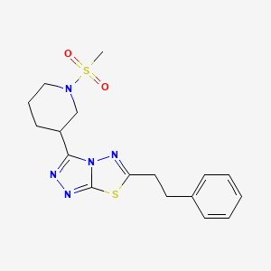 molecular formula C17H21N5O2S2 B15283546 3-[1-(Methylsulfonyl)-3-piperidinyl]-6-(2-phenylethyl)[1,2,4]triazolo[3,4-b][1,3,4]thiadiazole 