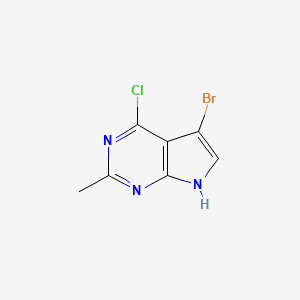 molecular formula C7H5BrClN3 B1528372 5-Bromo-4-chloro-2-methyl-7H-pyrrolo[2,3-d]pyrimidine CAS No. 1111237-76-3