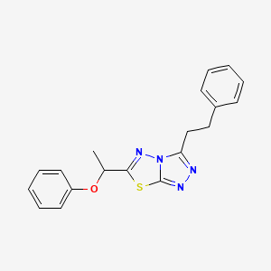 molecular formula C19H18N4OS B15283769 Phenyl 1-[3-(2-phenylethyl)[1,2,4]triazolo[3,4-b][1,3,4]thiadiazol-6-yl]ethyl ether 