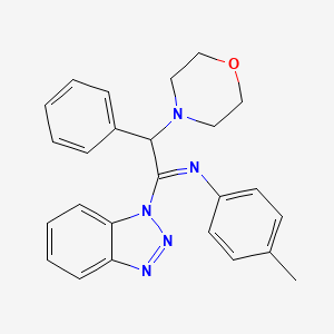 molecular formula C25H25N5O B15283908 N-[1-(1H-1,2,3-benzotriazol-1-yl)-2-(4-morpholinyl)-2-phenylethylidene]-4-methylaniline 