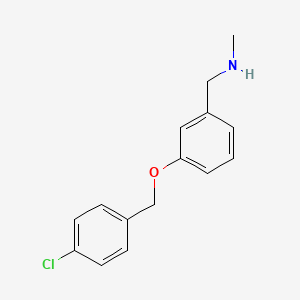 molecular formula C15H16ClNO B15284029 N-{3-[(4-chlorobenzyl)oxy]benzyl}-N-methylamine CAS No. 168084-99-9