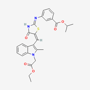 molecular formula C27H27N3O5S B15284423 propan-2-yl 3-[[(5E)-5-[[1-(2-ethoxy-2-oxoethyl)-2-methylindol-3-yl]methylidene]-4-oxo-1,3-thiazol-2-yl]amino]benzoate 