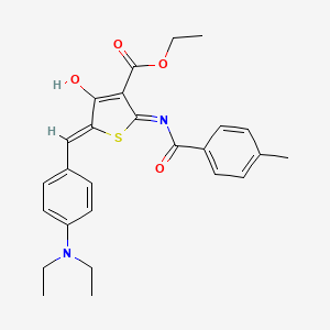 molecular formula C26H28N2O4S B15284496 Ethyl 5-[4-(diethylamino)benzylidene]-2-[(4-methylbenzoyl)amino]-4-oxo-4,5-dihydro-3-thiophenecarboxylate 