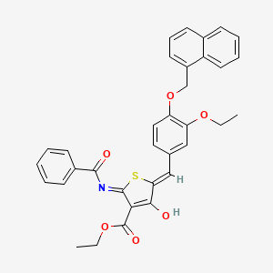 molecular formula C34H29NO6S B15284583 Ethyl 2-(benzoylamino)-5-[3-ethoxy-4-(1-naphthylmethoxy)benzylidene]-4-oxo-4,5-dihydro-3-thiophenecarboxylate 