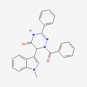 molecular formula C25H20N4O2 B15284673 1-Benzoyl-6-(1-methylindol-3-yl)-3-phenyl-2,6-dihydro-1,2,4-triazin-5-one 