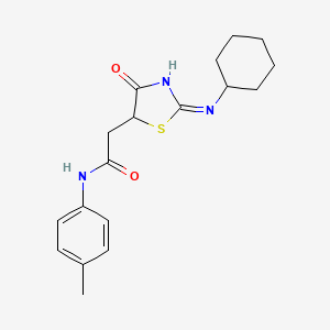 molecular formula C18H23N3O2S B15284718 2-[2-(cyclohexylamino)-4-oxo-1,3-thiazol-5-yl]-N-(4-methylphenyl)acetamide 