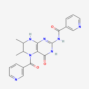 molecular formula C20H19N7O3 B15284844 N-[6,7-dimethyl-4-oxo-5-(pyridine-3-carbonyl)-1,6,7,8-tetrahydropteridin-2-yl]pyridine-3-carboxamide 