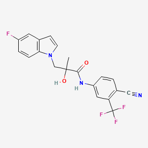 molecular formula C20H15F4N3O2 B15285272 N-[4-cyano-3-(trifluoromethyl)phenyl]-3-(5-fluoroindol-1-yl)-2-hydroxy-2-methylpropanamide 