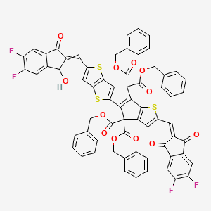 molecular formula C66H38F4O12S3 B15285323 tetrabenzyl 14-[(5,6-difluoro-1,3-dioxoinden-2-ylidene)methyl]-6-[(Z)-(5,6-difluoro-1-hydroxy-3-oxo-1H-inden-2-ylidene)methyl]-3,7,13-trithiapentacyclo[9.6.0.02,9.04,8.012,16]heptadeca-1(11),2(9),4(8),5,12(16),14-hexaene-10,10,17,17-tetracarboxylate 