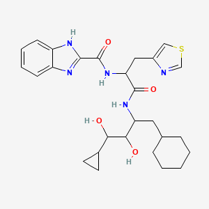 molecular formula C27H35N5O4S B15285372 N-[(1R)-2-[[(1S,2R,3S)-1-(Cyclohexylmethyl)-3-cyclopropyl-2,3-dihydroxypropyl]amino]-2-oxo-1-(4-thiazolylmethyl)ethyl]-1H-benzimidazole-2-carboxamide; Ro 116-6446/008 