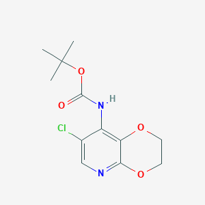 molecular formula C12H15ClN2O4 B1528541 tert-Butyl (7-chloro-2,3-dihydro-[1,4]dioxino[2,3-b]pyridin-8-yl)carbamate CAS No. 1346447-03-7