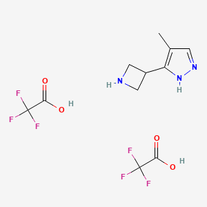 molecular formula C9H12F3N3O2 B1528570 3-Azetidin-3-yl-4-methyl-1H-pyrazoledi(trifluoroacetic acid salt) CAS No. 1361115-19-6