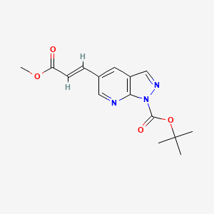 molecular formula C15H17N3O4 B1528571 Tert-butyl 5-(3-methoxy-3-oxo-prop-1-enyl)pyrazolo[3,4-b]pyridine-1-carboxylate CAS No. 1305332-66-4