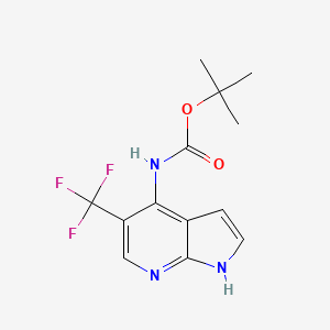 molecular formula C13H14F3N3O2 B1528574 Tert-butyl (5-(trifluoromethyl)-1H-pyrrolo[2,3-B]pyridin-4-YL)carbamate CAS No. 1346447-44-6