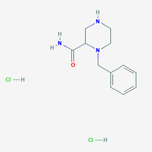 molecular formula C12H19Cl2N3O B1528577 1-Benzyl-piperazine-2-carboxylic acid amide dihydrochloride CAS No. 1313254-65-7