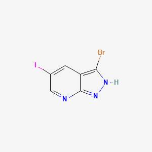 molecular formula C6H3BrIN3 B1528580 3-bromo-5-iodo-1H-pyrazolo[3,4-b]pyridine CAS No. 1305324-61-1