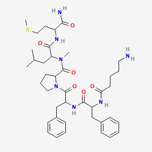molecular formula C40H59N7O6S B15285991 deamino-Orn-DL-Phe-DL-Phe-DL-Pro-DL-N(Me)Leu-DL-Met-NH2 
