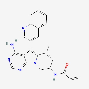 molecular formula C23H20N6O B15286119 N-(4-amino-6-methyl-5-quinolin-3-yl-8,9-dihydropyrimido[5,4-b]indolizin-8-yl)prop-2-enamide 