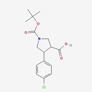 molecular formula C16H20ClNO4 B15286306 trans-1-Boc-4-(4-chlorophenyl)-pyrrolidine-3-carboxylic acid 