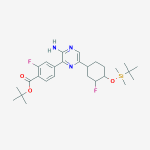 molecular formula C27H39F2N3O3Si B15286421 Tert-butyl 4-[3-amino-6-[4-[tert-butyl(dimethyl)silyl]oxy-3-fluorocyclohexyl]pyrazin-2-yl]-2-fluorobenzoate 