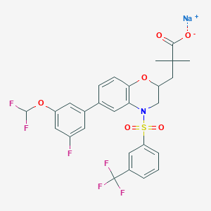 molecular formula C27H22F6NNaO6S B15286461 sodium 3-[(2S)-6-[3-(difluoromethoxy)-5-fluorophenyl]-4-[3-(trifluoromethyl)benzenesulfonyl]-3,4-dihydro-2H-1,4-benzoxazin-2-yl]-2,2-dimethylpropanoate 