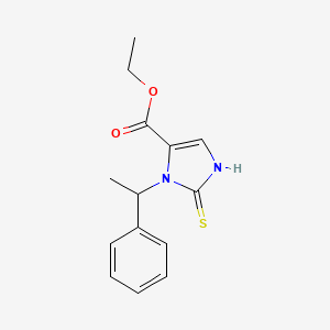 molecular formula C14H16N2O2S B15286655 ethyl 3-(1-phenylethyl)-2-sulfanylidene-1H-imidazole-4-carboxylate 