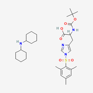 molecular formula C32H50N4O6S B15286675 N-cyclohexylcyclohexanamine;2-[(2-methylpropan-2-yl)oxycarbonylamino]-3-[1-(2,4,6-trimethylphenyl)sulfonylimidazol-4-yl]propanoic acid 