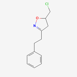 molecular formula C12H14ClNO B1528705 5-(Chloromethyl)-3-(2-phenylethyl)-4,5-dihydro-1,2-oxazole CAS No. 1344286-87-8